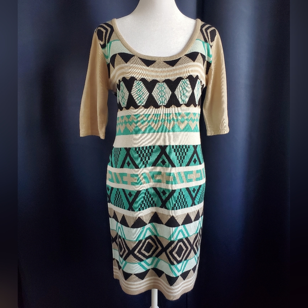 T/O Aztec Print Sweater Dress